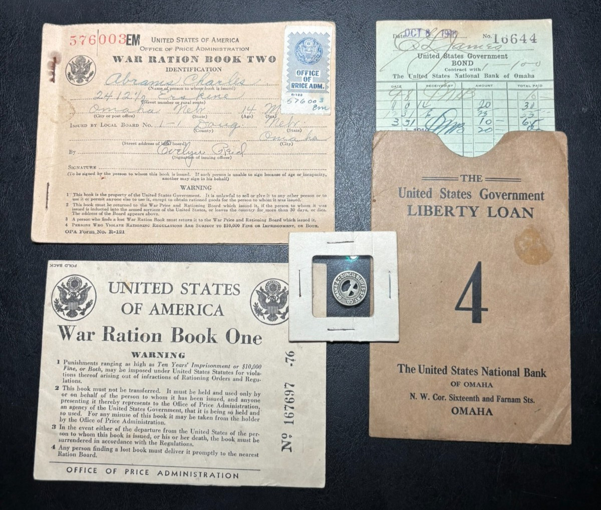 Vintage Nebraska Home Front Collection1918-45 WWII Ration Books WWI Liberty Loan