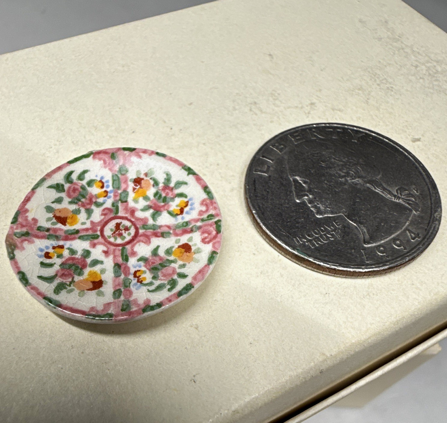 Deborah McKnight McK NHW Signed 1:12 Artisan Miniature Famille Rose Plate Deborah McKnight McK NHW Signed 1:12 Artisan Miniature Famille Rose Plate