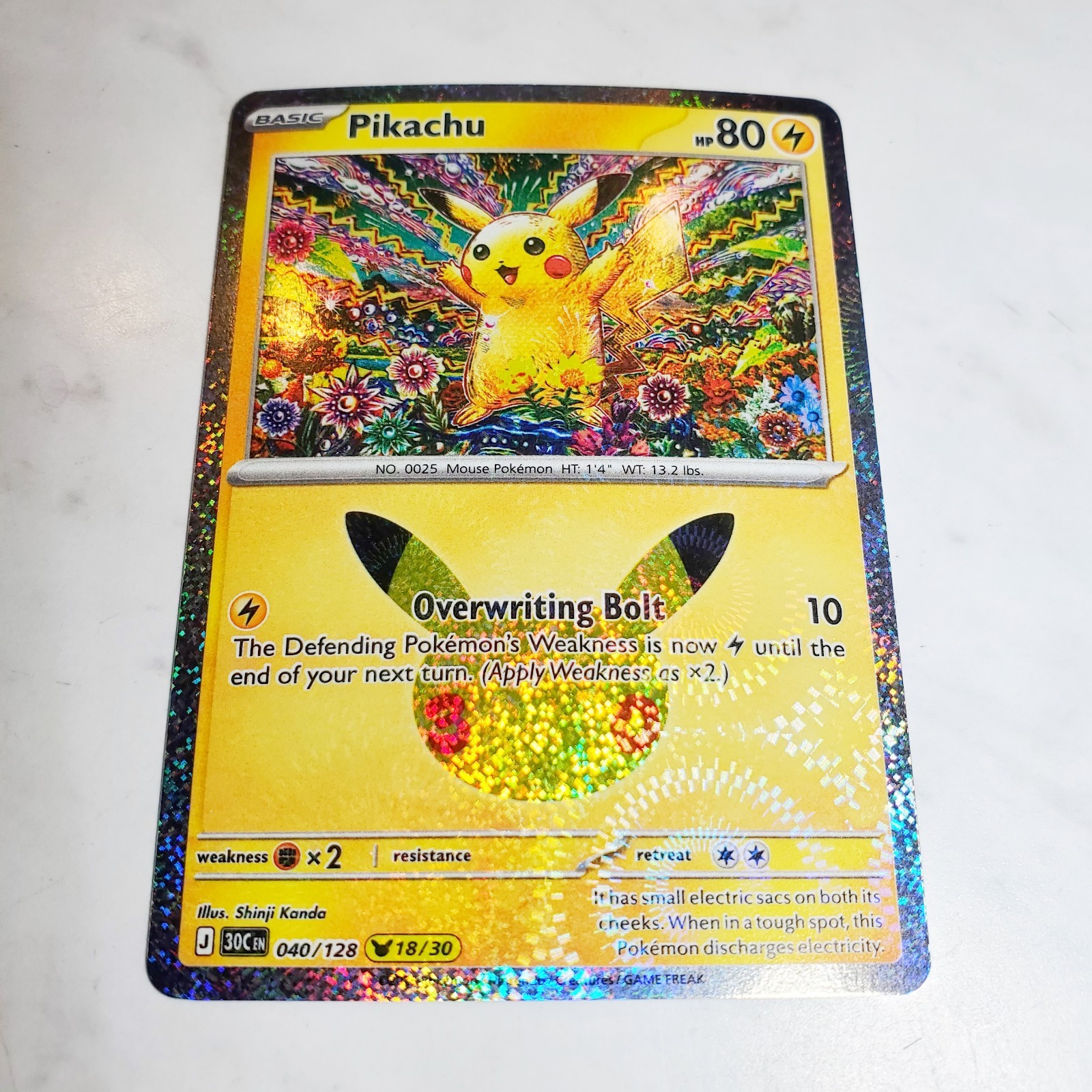 Pikachu 30th Celebrations Anniversary 040/128 Pokemon (18/30) Shinji Kanda NM Pikachu 30th Celebrations Anniversary 040/128 Pokemon (18/30) Shinji Kanda NM