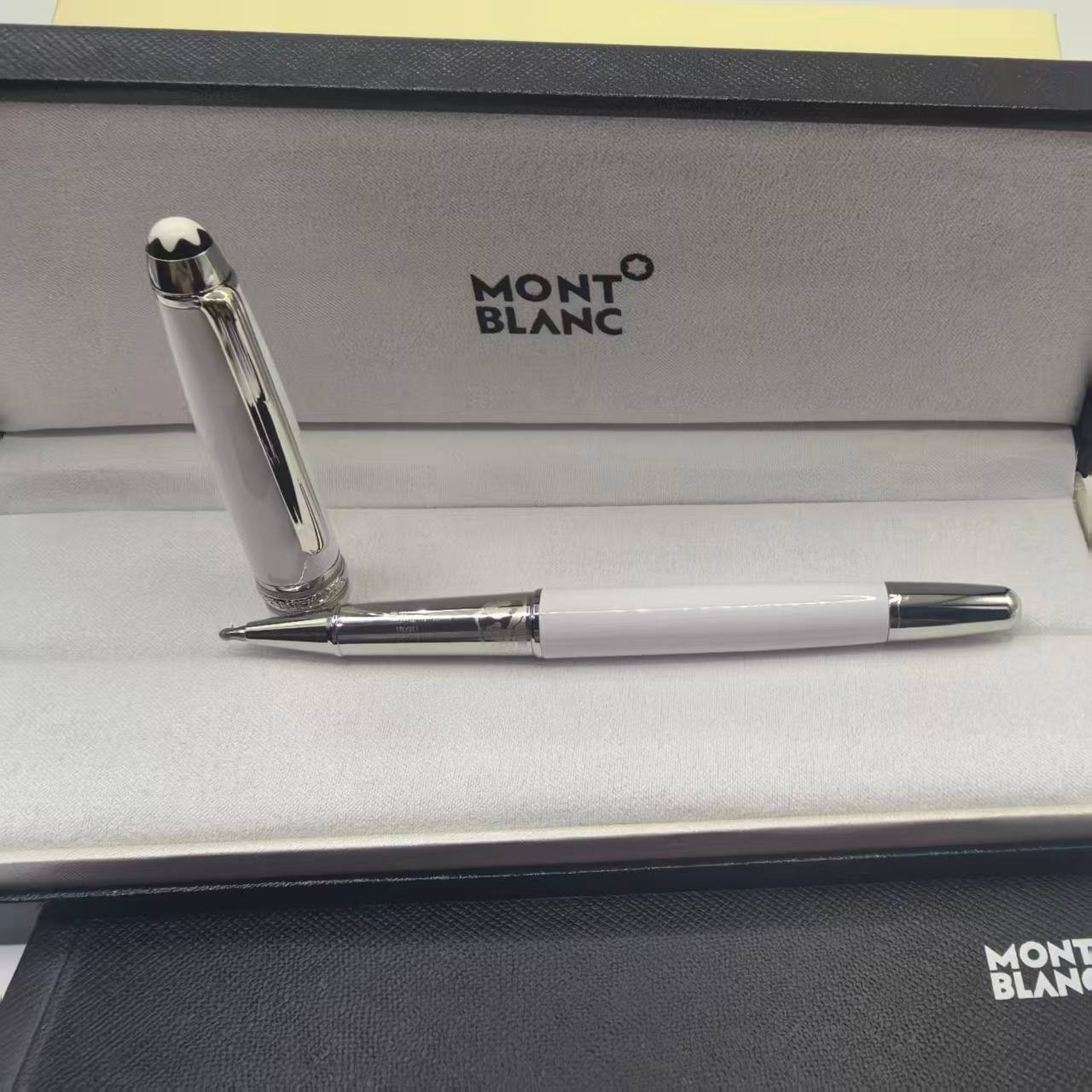 Montblanc Meisterstück 163 Classique White Platinum Rollerball Pen Luxury NIB