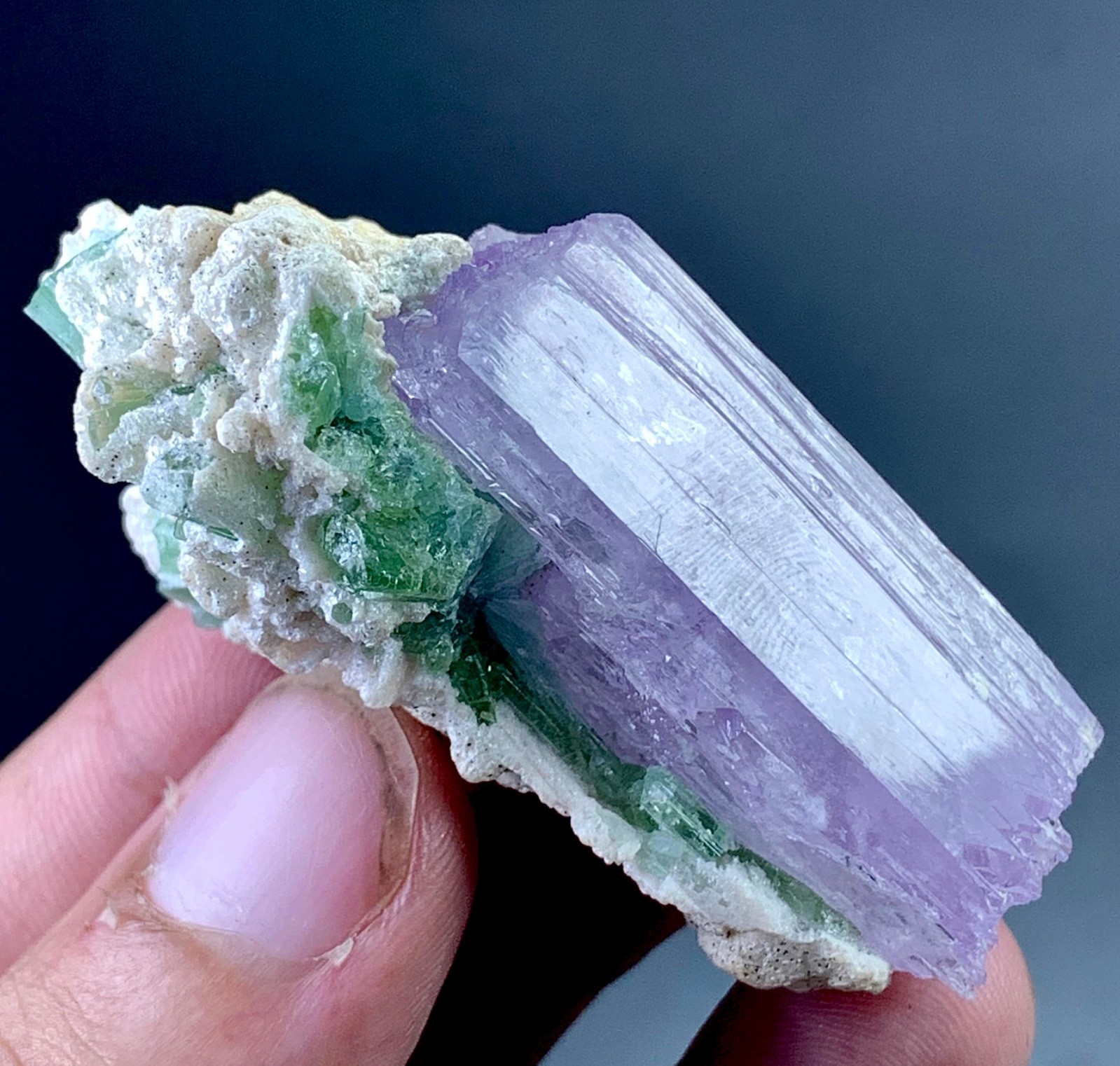 226 Carat Kunzite Crystal Combine with Tourmaline Specimen From Afghanistan