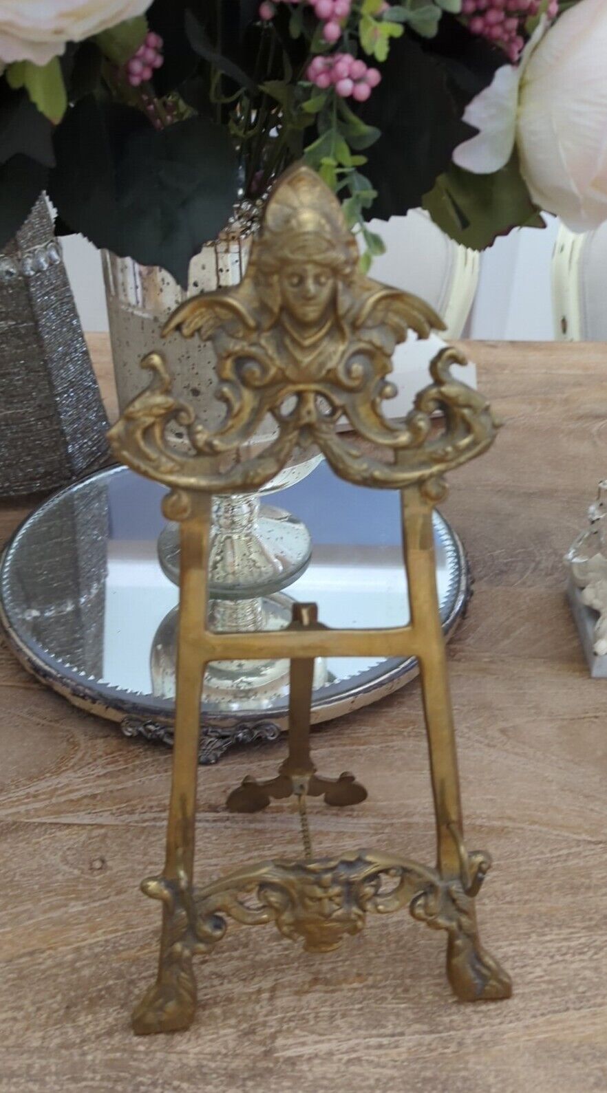 Vtg Brass Tall Easel Ornate French Rococo Art Nouveau 15\