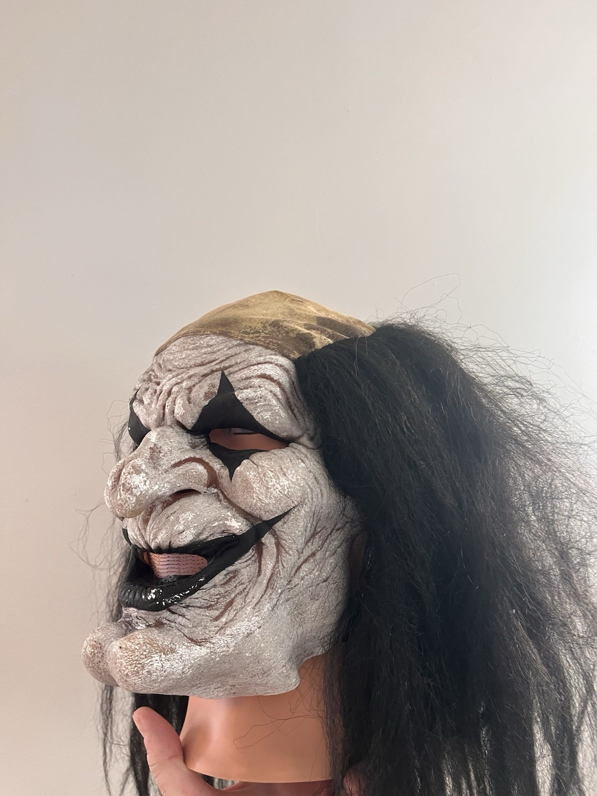 Immortalfx Silicone Strapped Face Mask And Wig- “Creepy” Custom Jester Paint