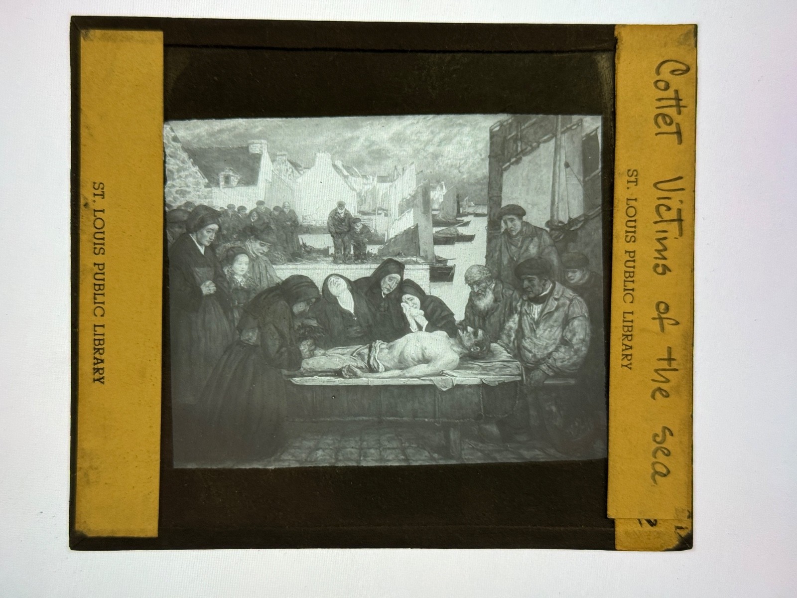 Antique Magic Lantern Slide “Victims of the Sea” by Charles Cottet