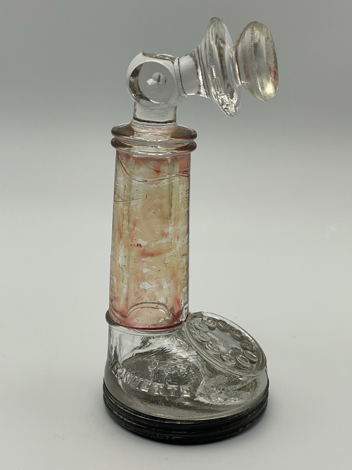 Antique Victory Glass Jeannette PA Candlestick Telephone Candy Container 5” Antique Victory Glass Jeannette PA Candlestick Telephone Candy Container 5”