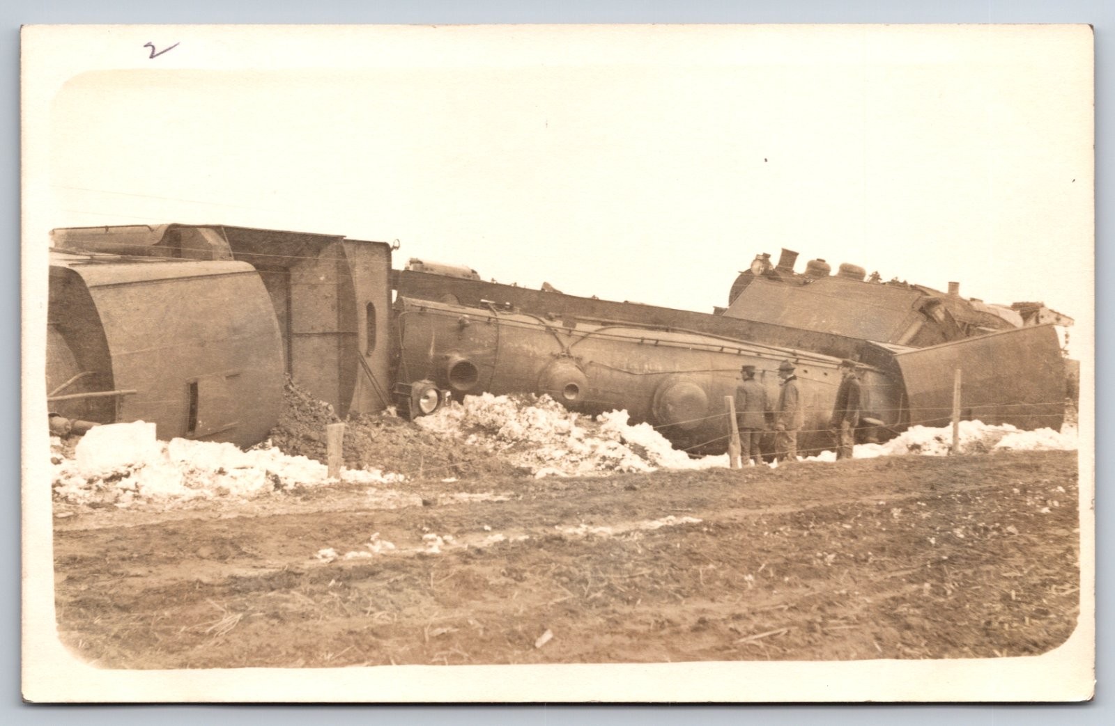 Train Wreck Overturned Locomotive Railroad Disaster Winter Snow Real Photo RPPC Train Wreck Overturned Locomotive Railroad Disaster Winter Snow Real Photo RPPC