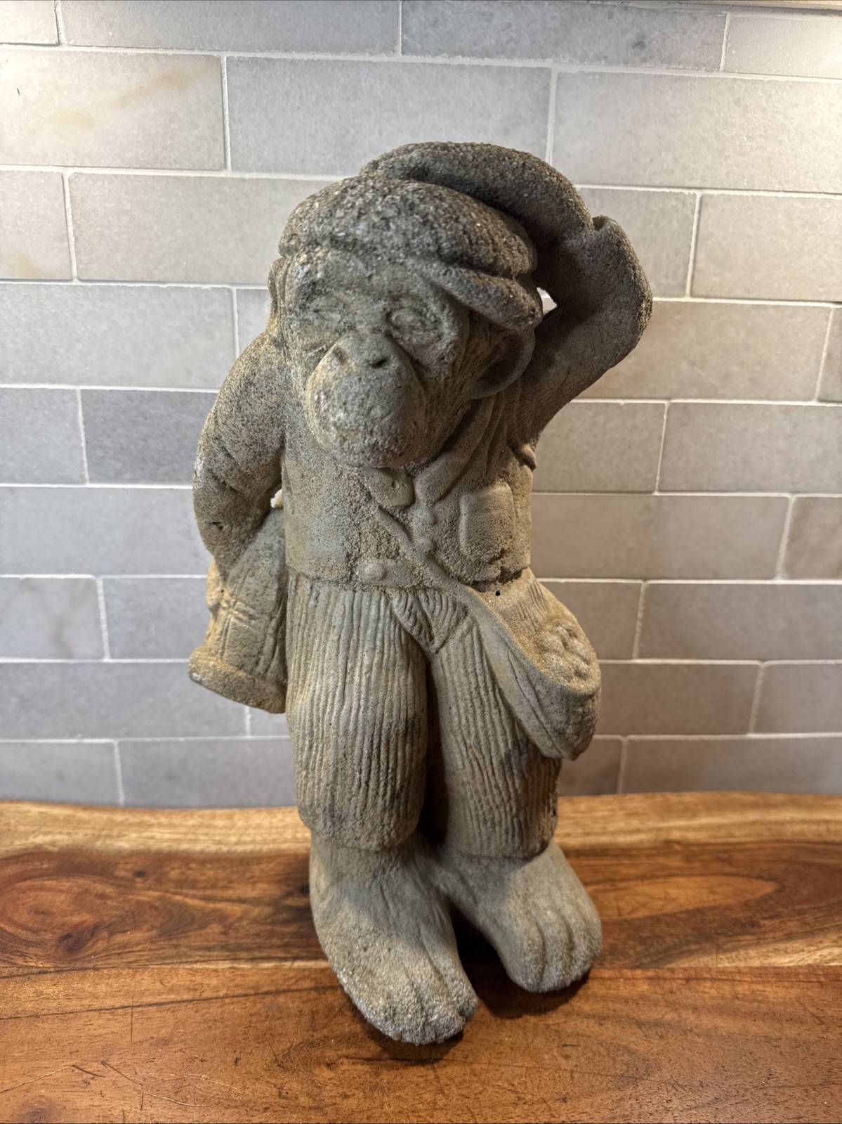 Monkey Golfer Cement Golf Caddy 13”Garden Statue