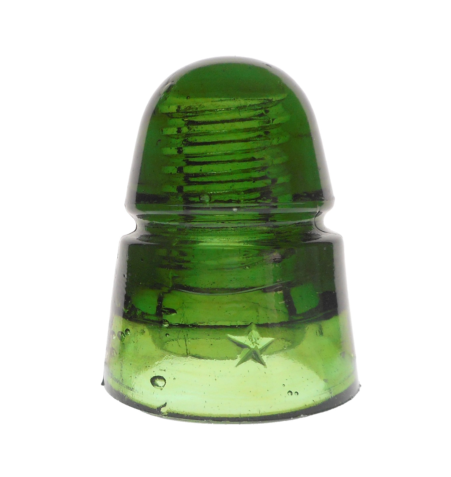 Great Olive Green CD 145 Star Beehive Style Glass Insulator (L)
