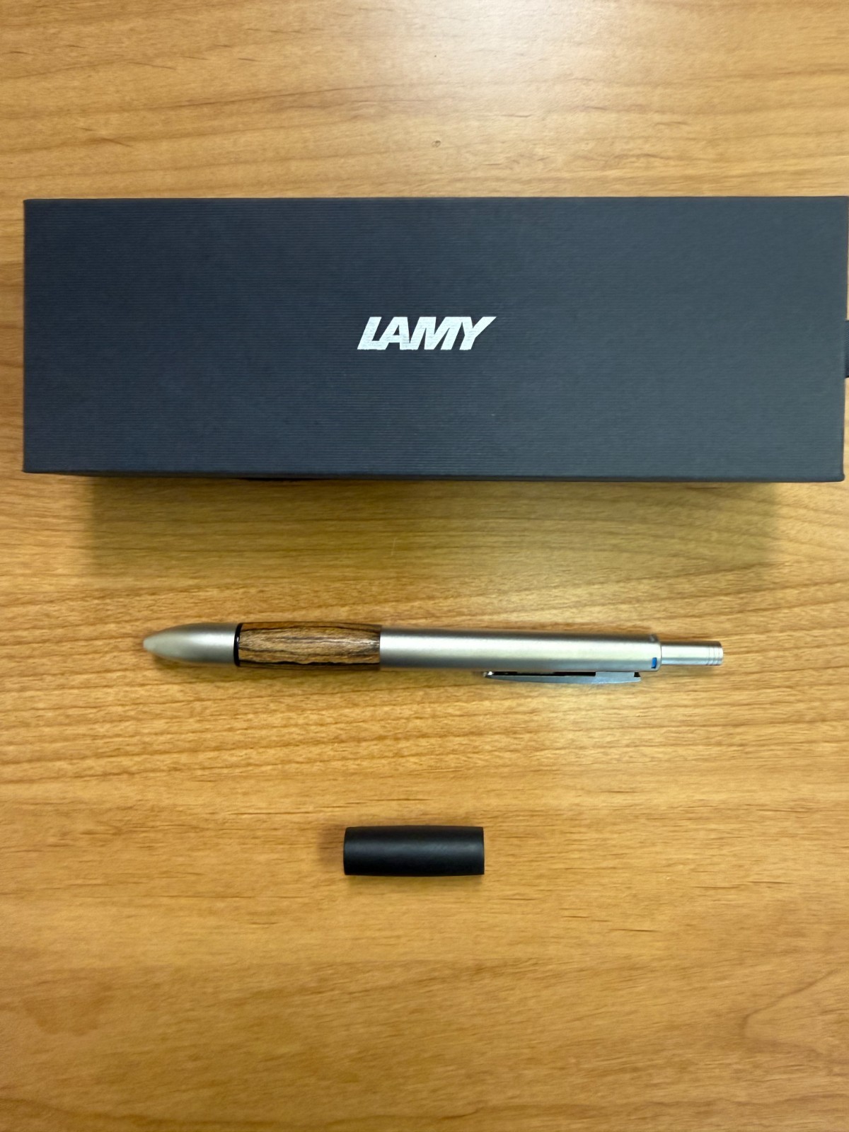 LAMY Accent L495 4-in-1 Multi Pen Tiger Wood Grip Silver Ultra Rare + Spare Grip