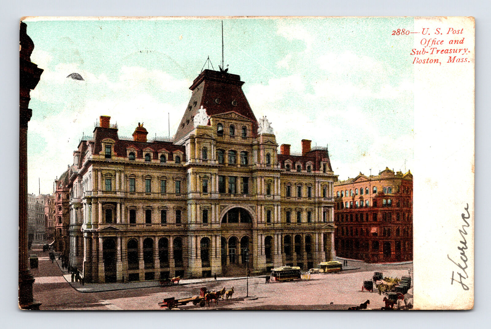 c1906 UDB Postcard Boston MA Massachusetts US Post Office Sub-Treasury Building