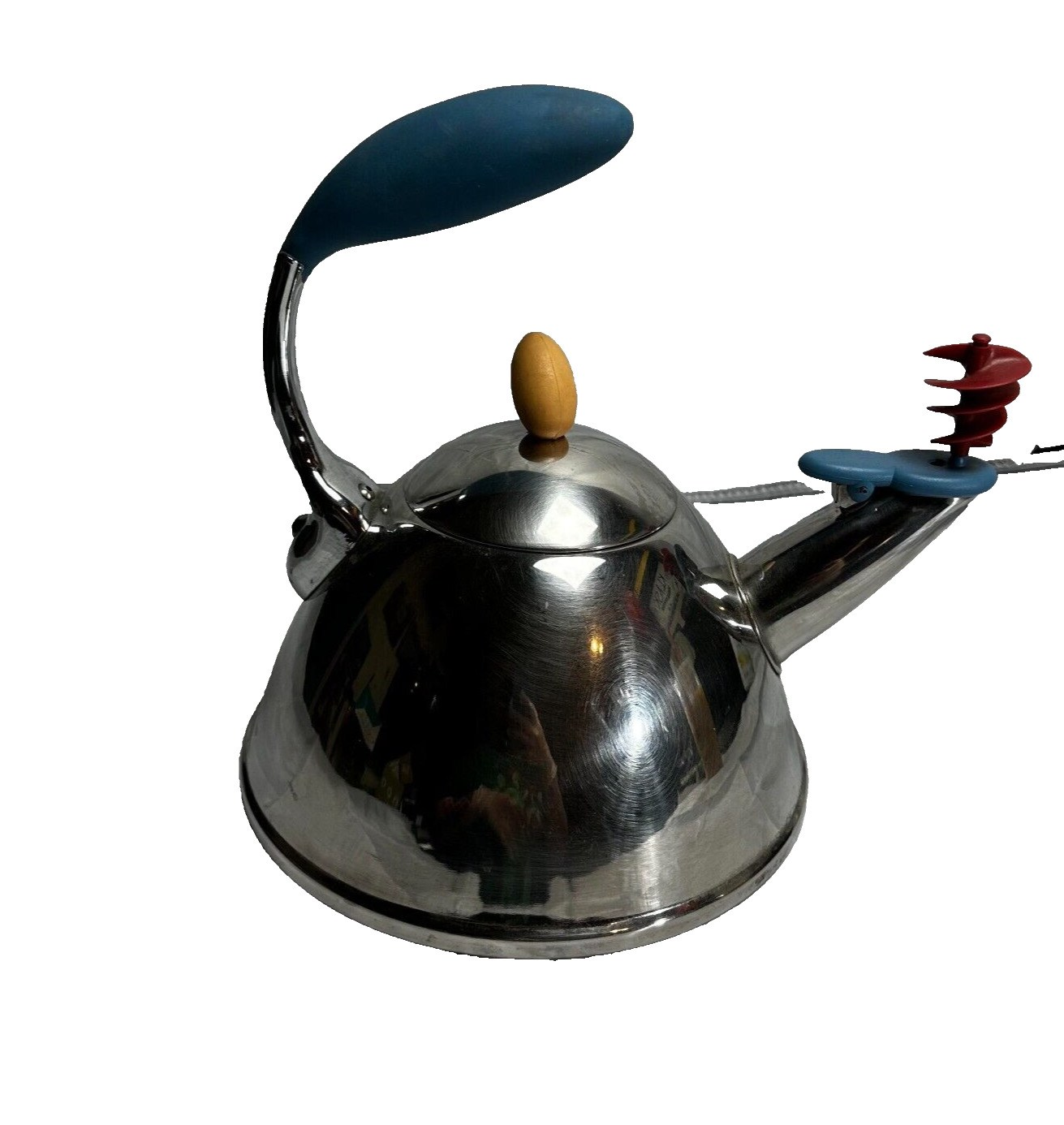 Vintage Michael Graves Whirligig Whistling Tea Kettle Stainless Steel-PREOWNED