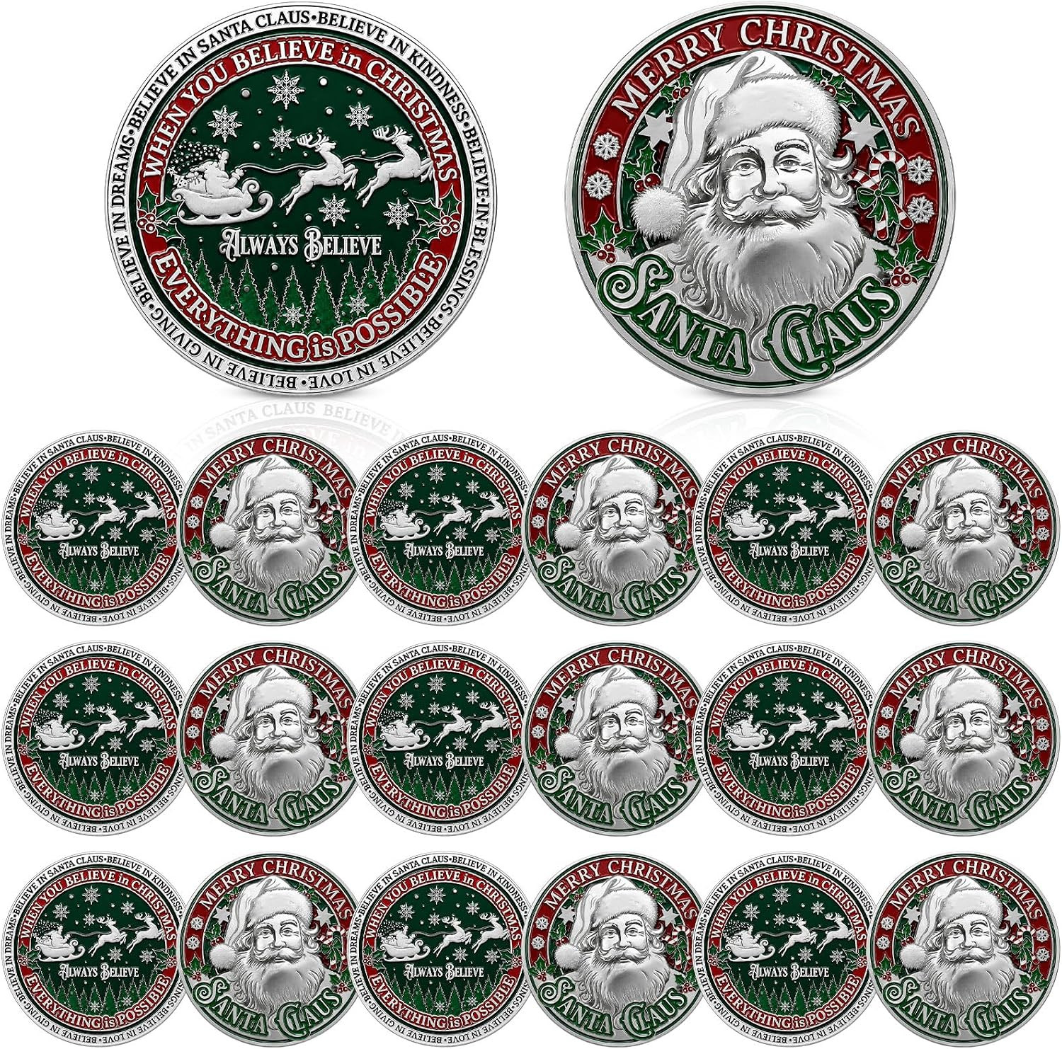 20 Pcs Santa Claus Challenge Coin Bulk Merry Christmas Challenge Coins Always Be