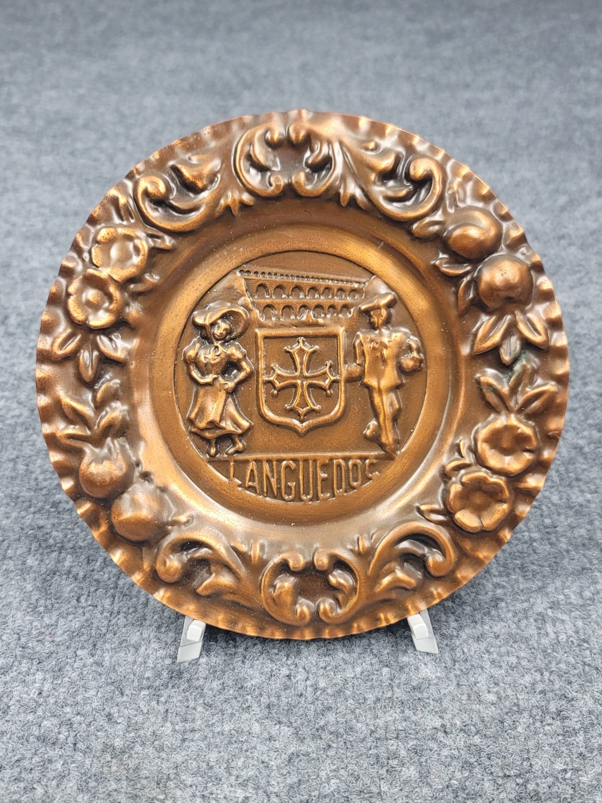 Vintage Copper Plate Wall Hanging Languedoc France 7.5\