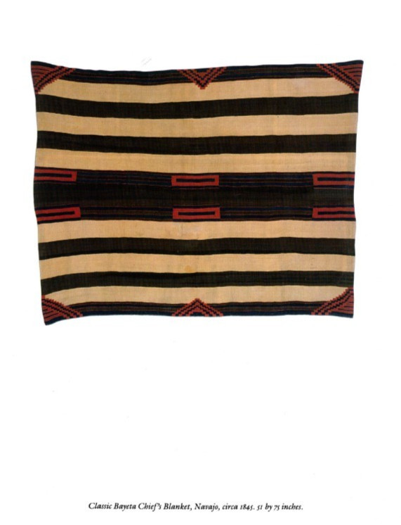 1989 NAVAJO CHIEFS BLANKET, BAER ART GALLERY AD, INDIAN TEXTILES ART SHOW ADVERT