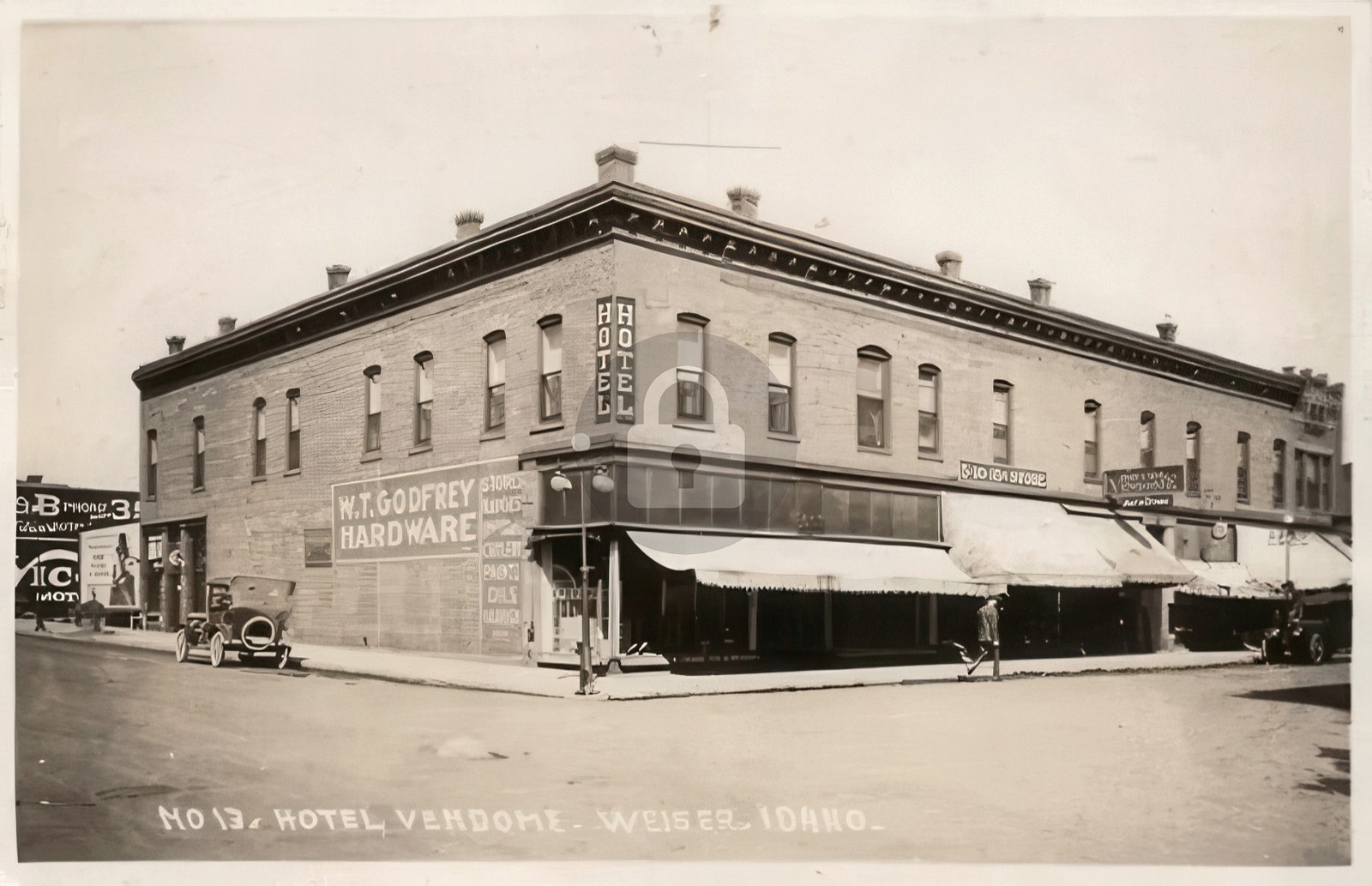 1925 Weiser Idaho ID Hotel Vendome, Godfrey Hardware RPPC Photo Postcard COPY