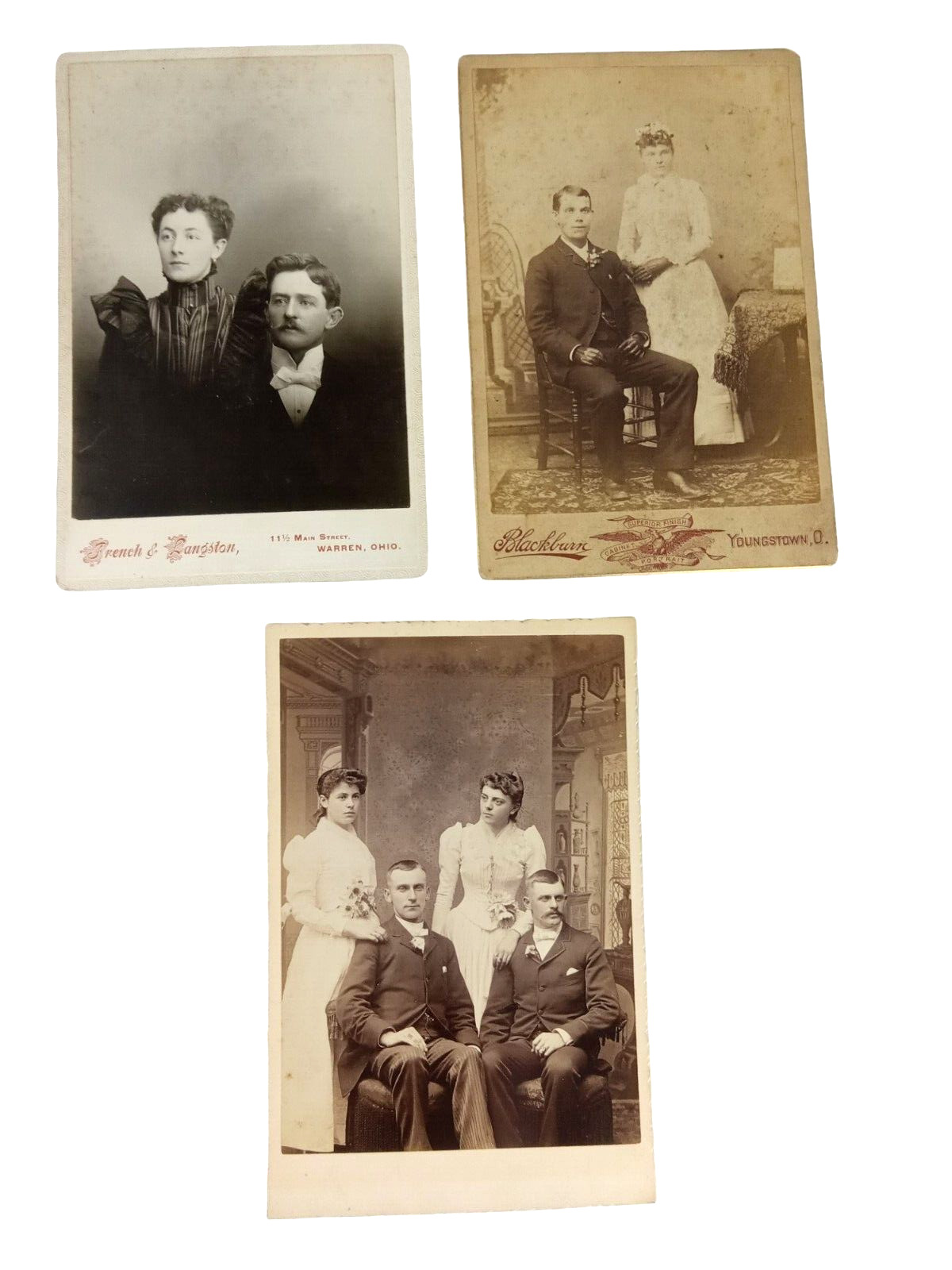 3 Antique Victorian Photo Cabinet Card Couples Wilson Matthews OHIO Genealogy