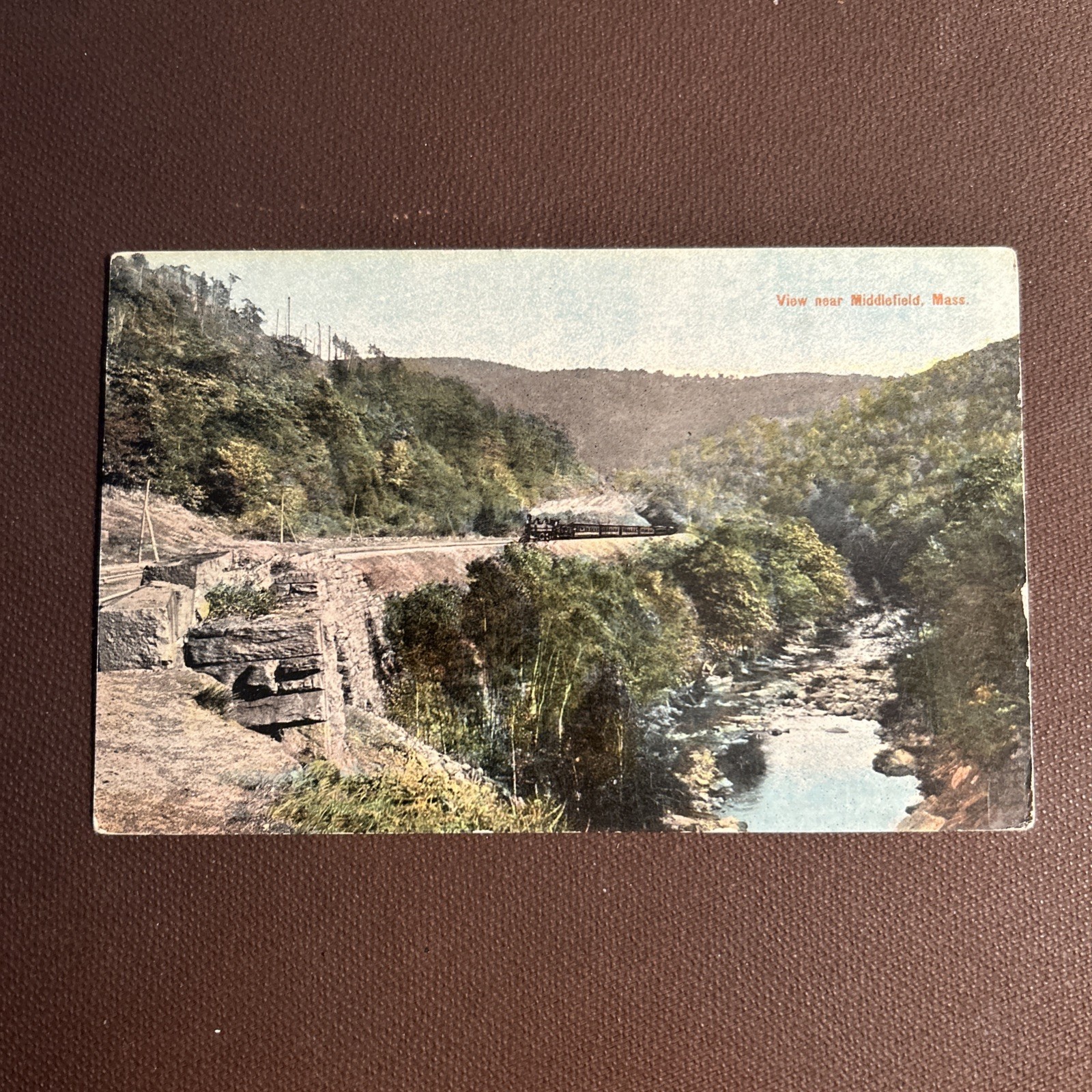 Vintage Postcard 1920\'s View Rail Road Tracks Near Middlefield Massachusetts MA