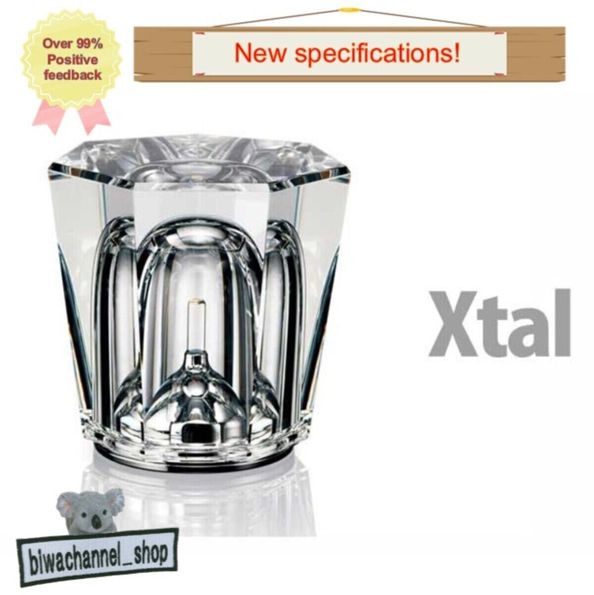 Xtal Crystal Cordless Table Lamp Ambientec Solid Glass Height 82mm