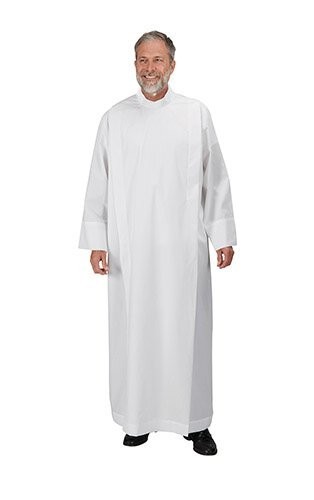 Front Wrap Alb White polyester & Cotton With Lining On The Yoke Church Vestment