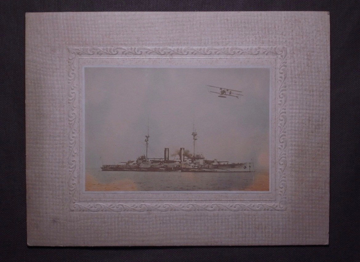 Imperial Japanese Navy Battleship “Kashima” with Maurice Farman Seaplane Photo