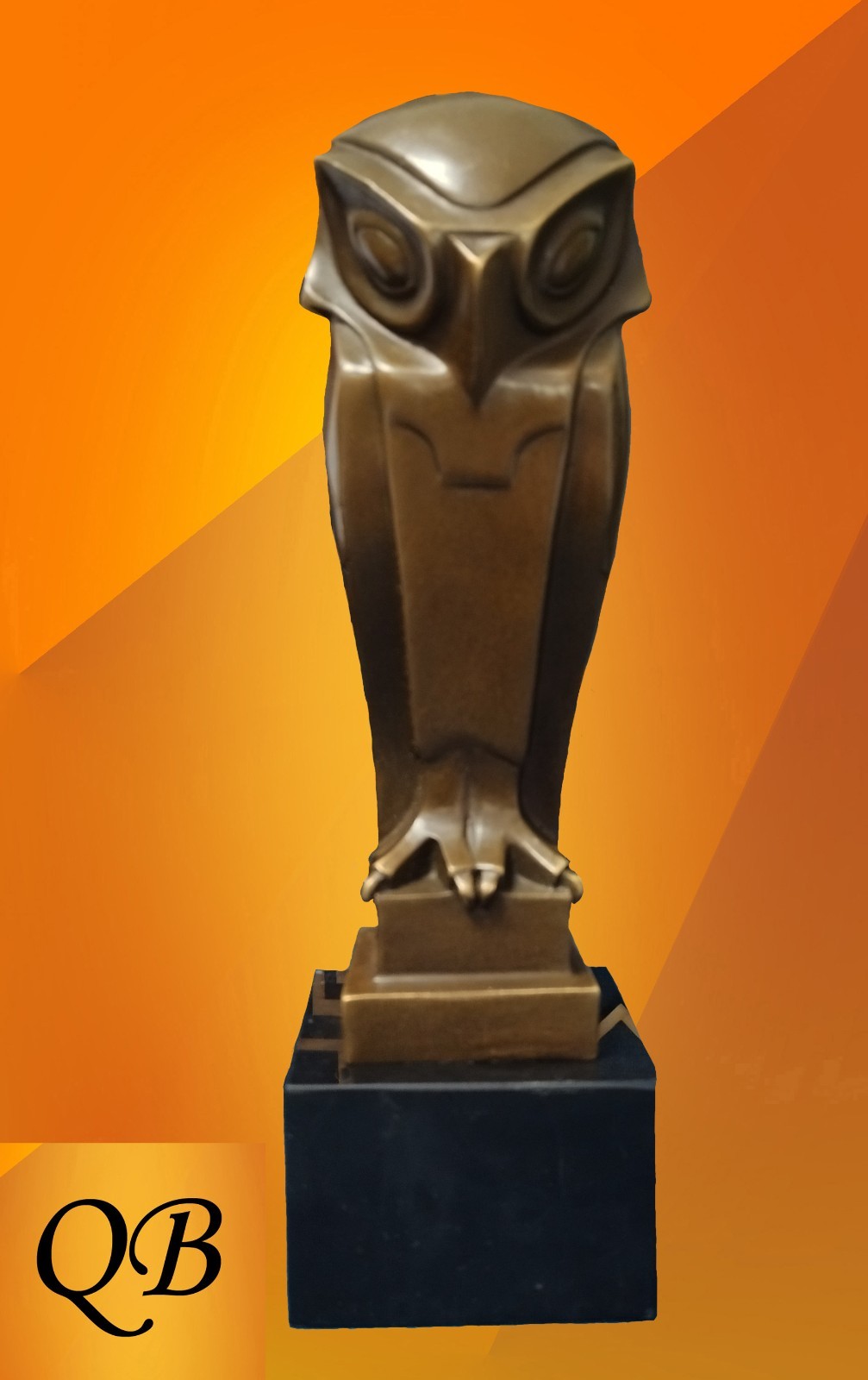 ART DECO BRONZE STATUE 1920'S STYLISED OWL FIGURINE SCULPTURE CUBIST BIRD FIGURE