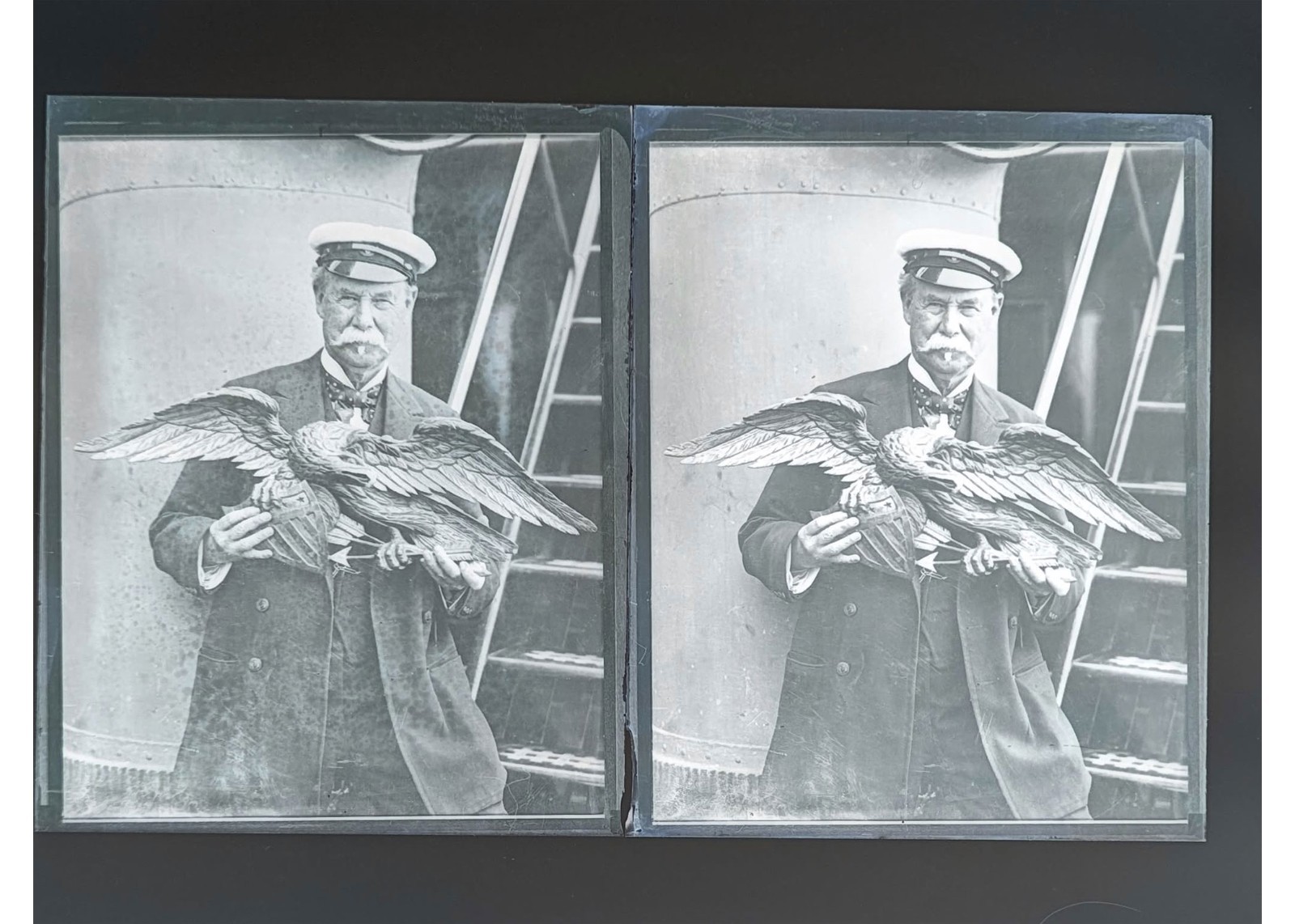 1920 Sir Thomas Lipton Shamrock IV Yacht America Eagle Glass Negative OOAK