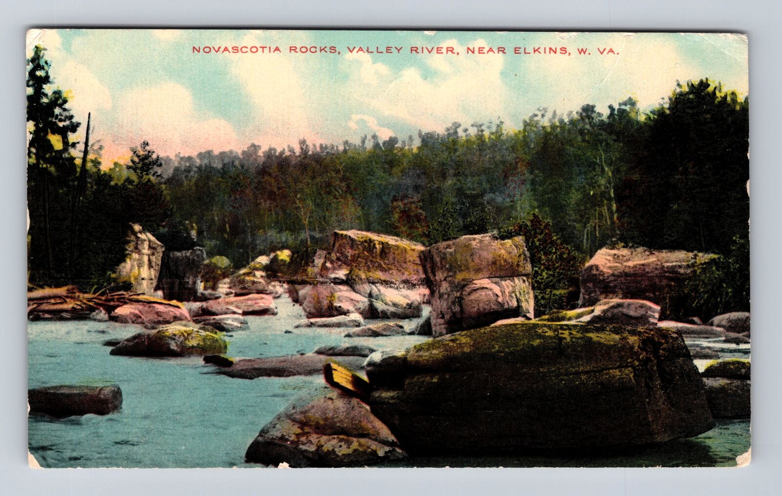 Elkins WV-West Virginia, Novascotia Rocks, Valley River Vintage c1910 Postcard