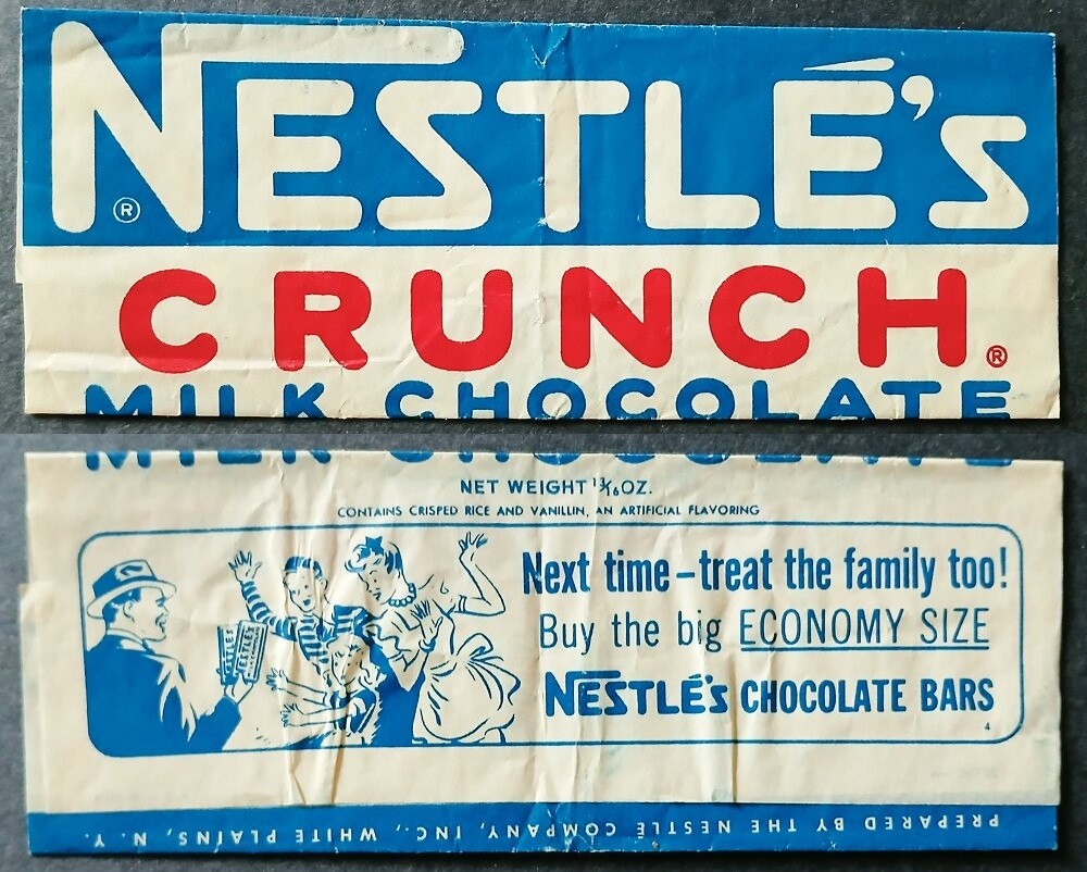 US Candy Wrapper NESTLE\'s CRUNCH MILK CHOCOLATE Vintage 1950\'s 5130-4