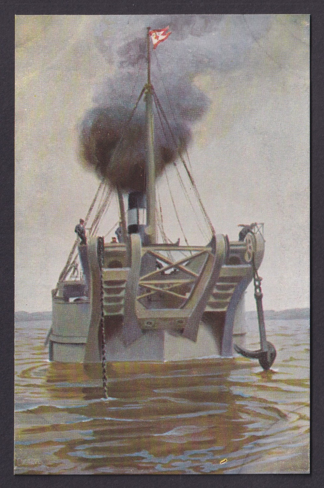Vinatge postcard GERMANY Marine-Galerie Nr.201 - Recovery vehicle “Untereľbe
