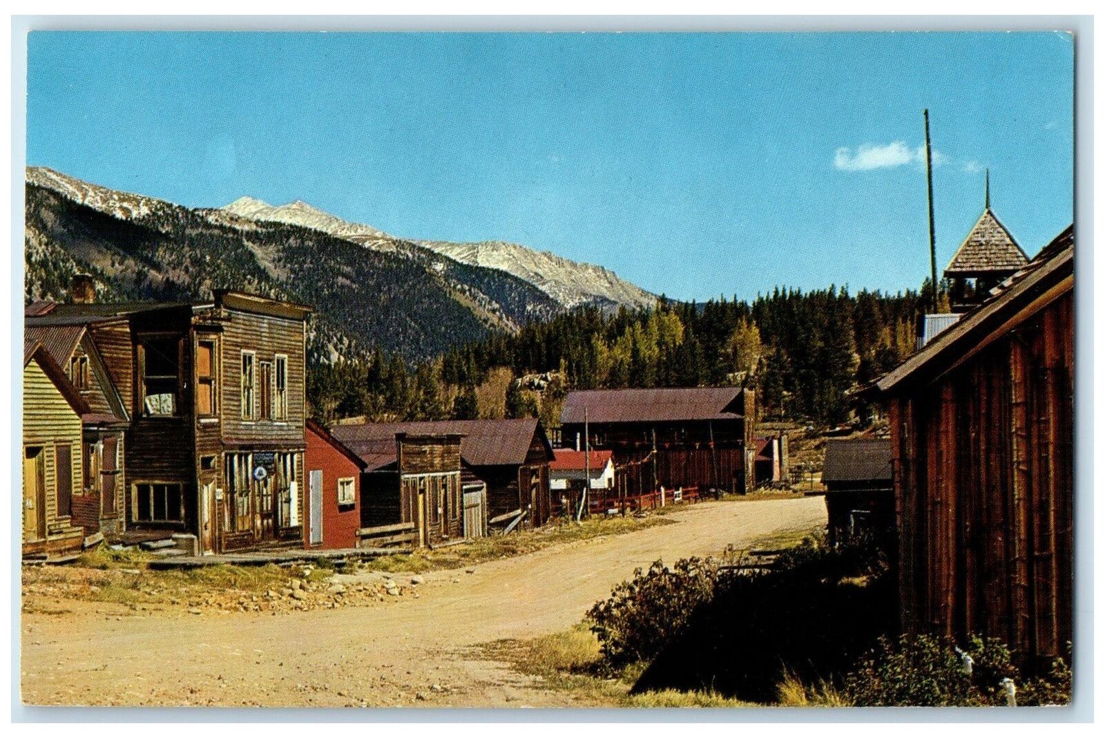 c1967 Ghost Town Of Colorados Mining Heday Dirt Road St. Elmo Colorado Postcard