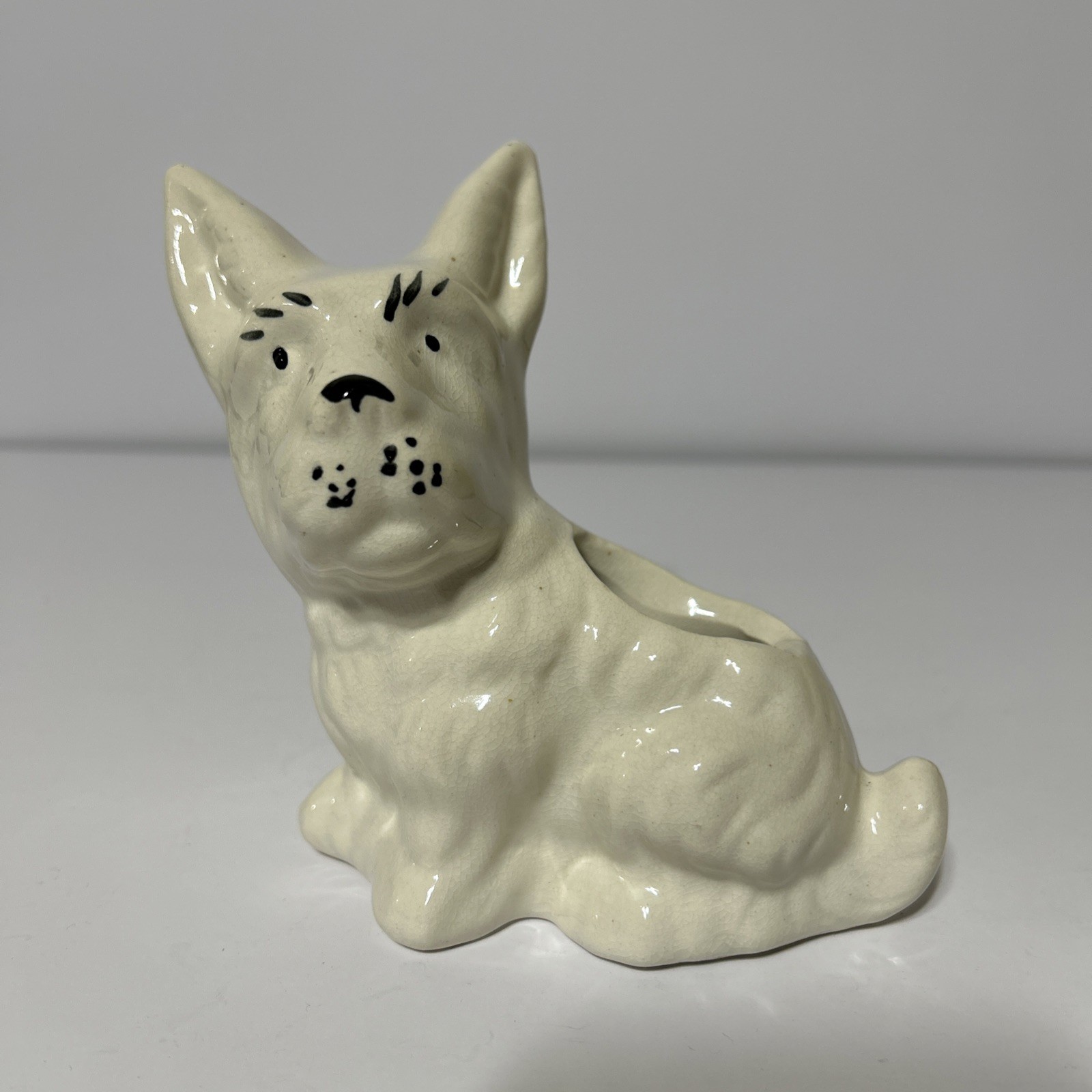 Vintage Ceramic White Scottie Dog Terrier Planter 6