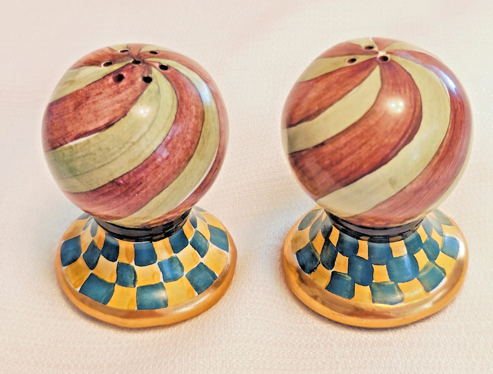 MacKENZIE-CHILDS Palm Devon Torquay Salt and Pepper Shaker Set Retired & Signed