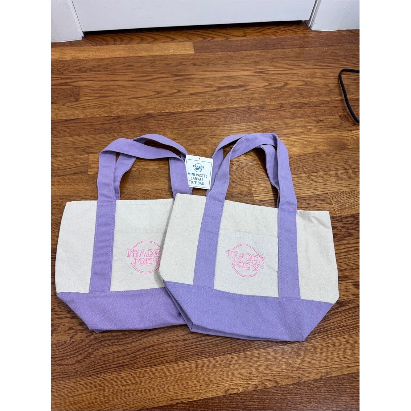 Two Trader Joe\'s Pastel Tote Bags