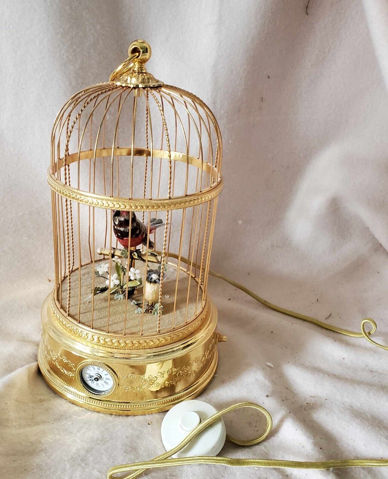 Vintage Reuge Singing Bird Clock Music Box 