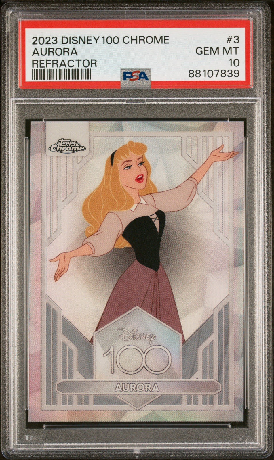 2023 Disney Topps Chrome #3 Aurora Refractor PSA 10 