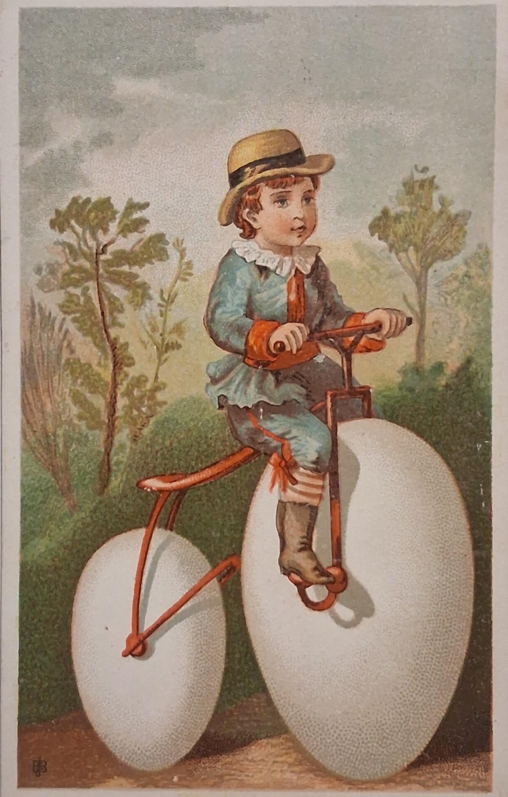 1880s-90s BOY RIDING EGG BICYLCE Victorian STRANGE 3\