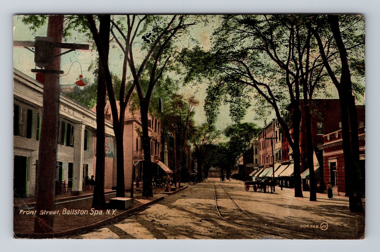 Ballston Spa NY-New York, Front Street Scenic VIew, Vintage c1915 Postcard