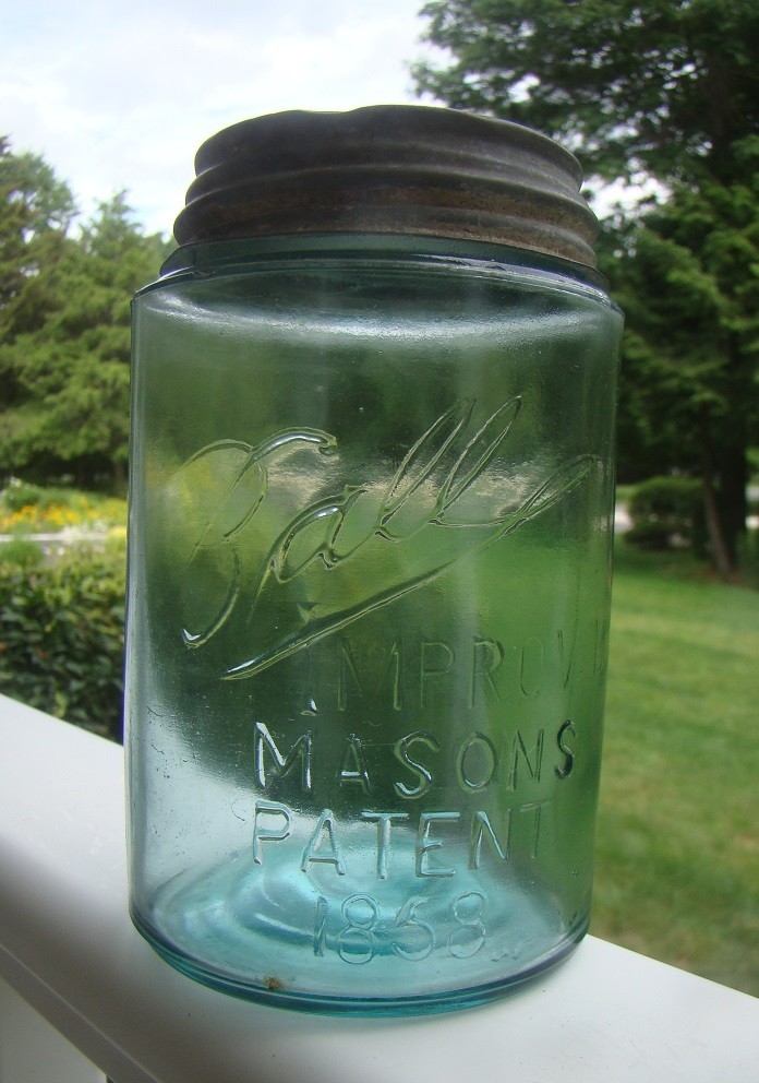 Vintage BALL IMPROVED MASONS PATENT 1858 Pint Size Fruit Jar