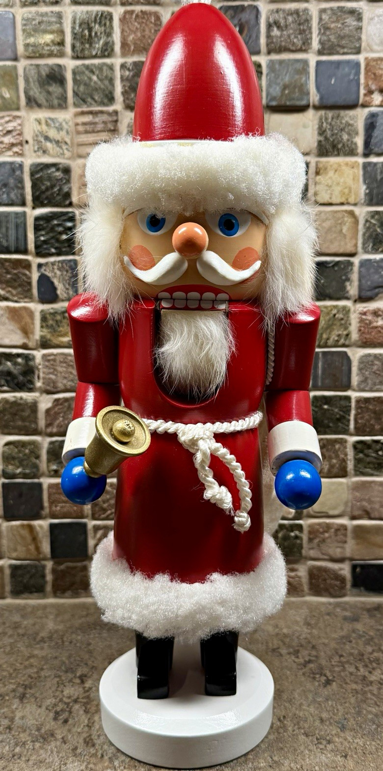Vintage Erzgebirge Expertic German Santa Nutcracker w/Bell & Sack GDR 11.5\