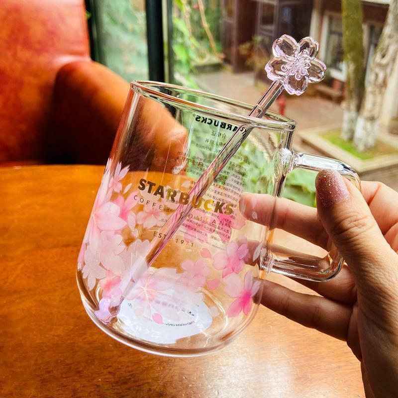2023 Starbucks Pink Sakura & Purple Cherry Glass Coffee Mug Cup w/Stick 2023 Starbucks Pink Sakura & Purple Cherry Glass Coffee Mug Cup w/Stick