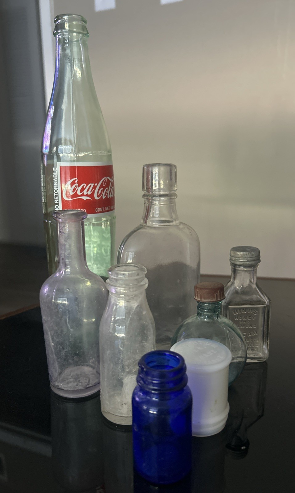 Lot of 7 Early 1900's Antique Bottles Plus Coke Bottle