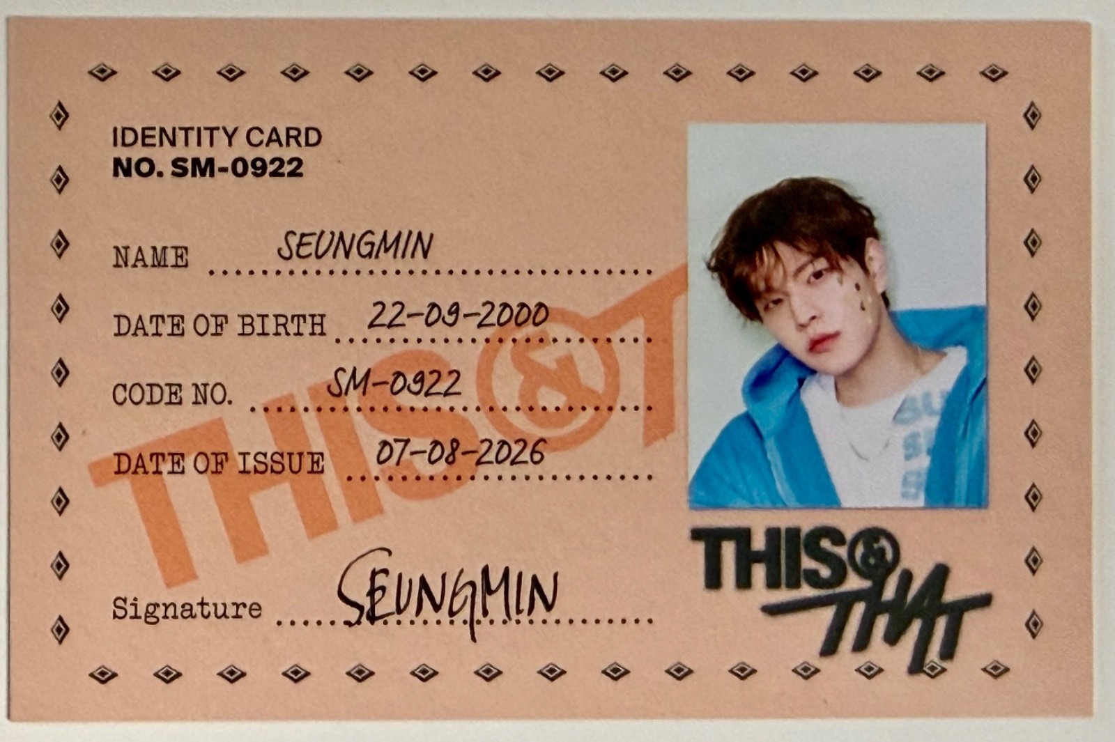 STRAY KIDS SKZ THIS & THAT That Version Official ID Card SEUNGMIN