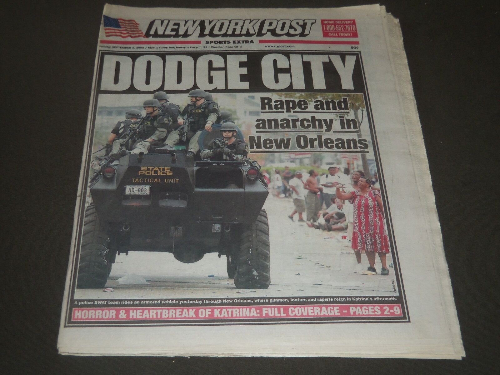 2005 SEPT 2 NEW YORK POST - DODGE CITY ANARCHY IN NEW ORLEANS - NP 2598