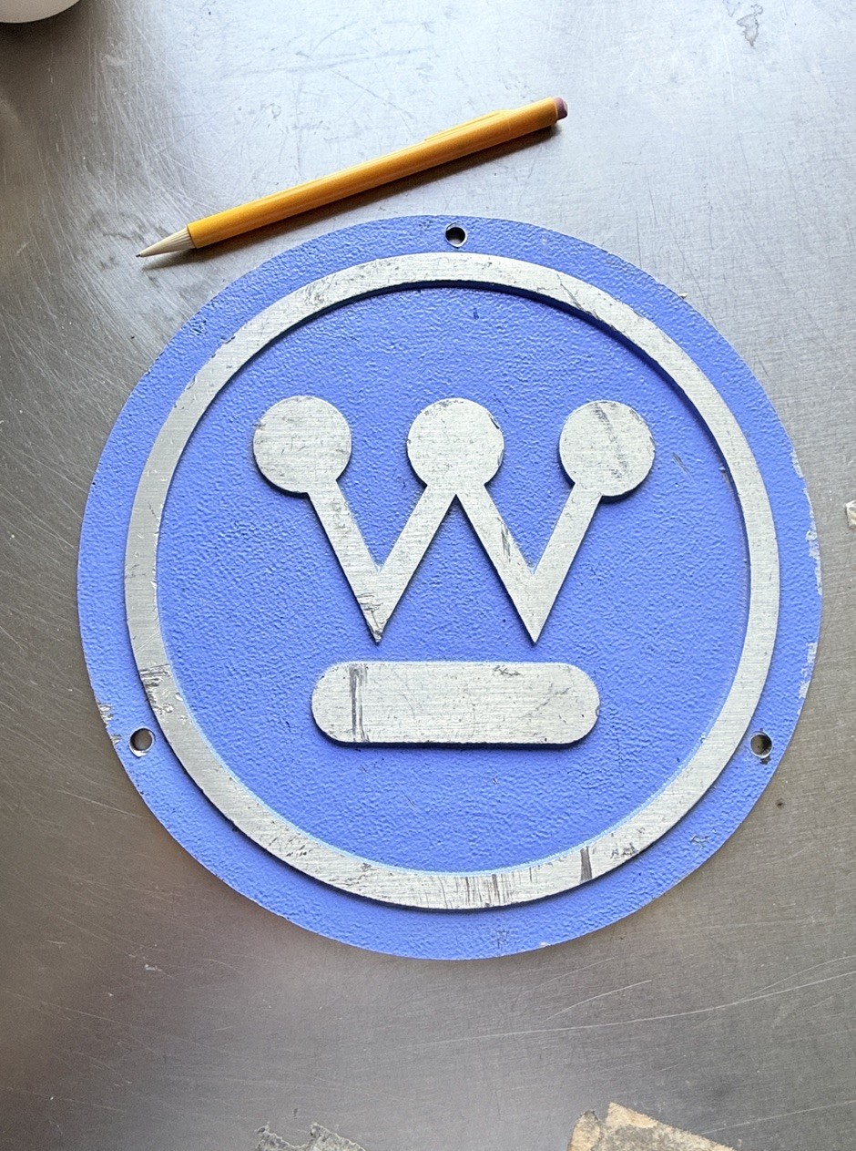 Vintage Westinghouse 1960s Cast Aluminum Name Plate Plaque Paul Rand Logo Rare