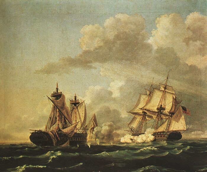 Oil painting The-naval-battle-between-the-United-States-and-the-Macedonian-o