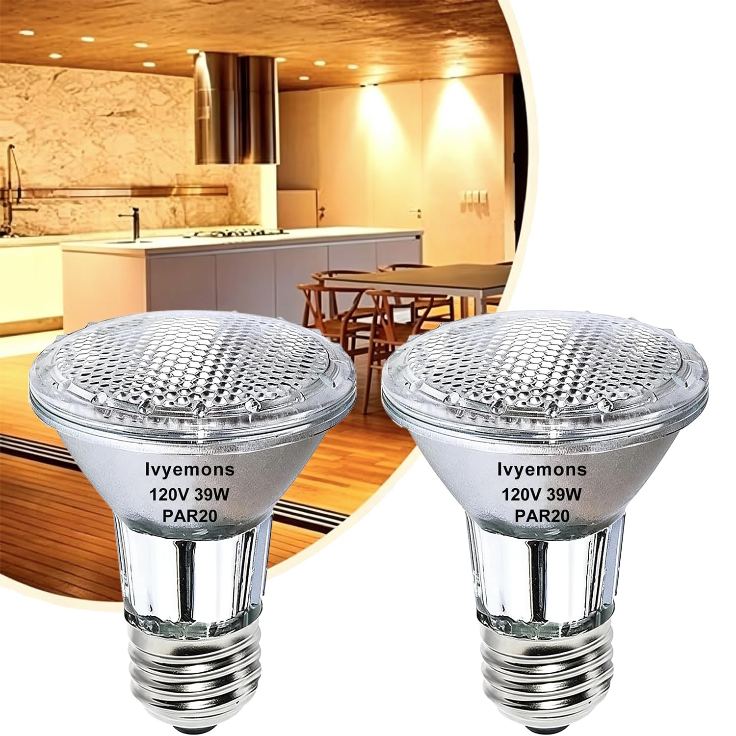 Dimmable PAR20 Halogen Flood Bulbs 39W 120V 2800K for Track Lights