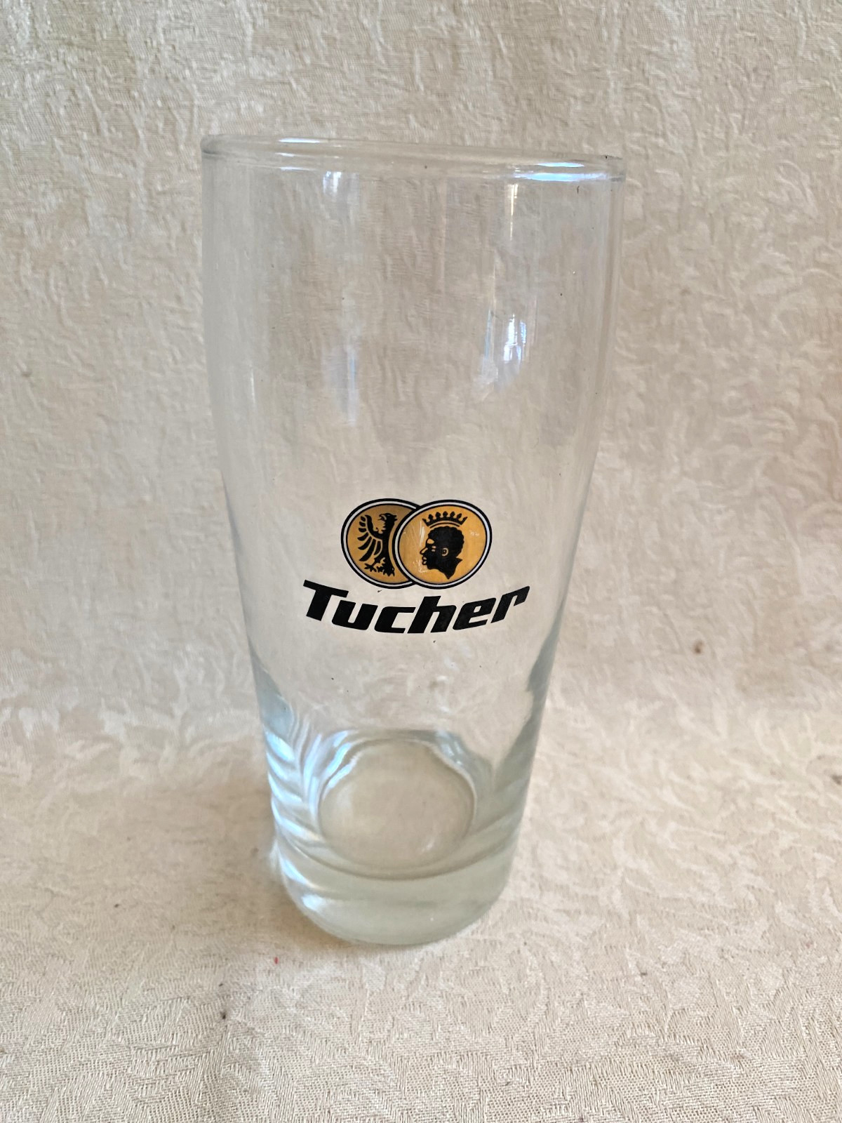 Vintage Tucher Brau Nurnberg German Pilsner Beer Glass Crest Gold Rimmed