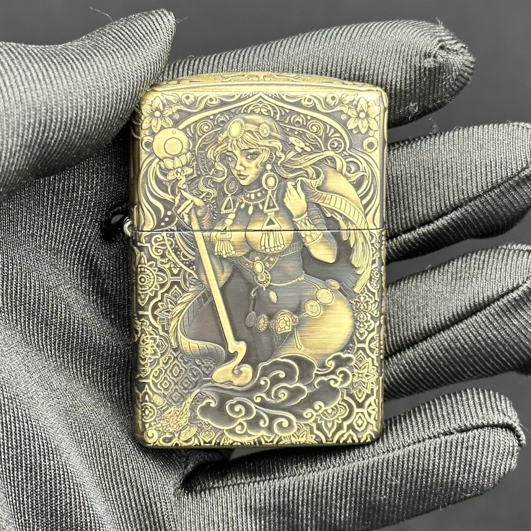 Desert Girl Zippo Lighter Brass 3D Relief Engraving Collectible Gift