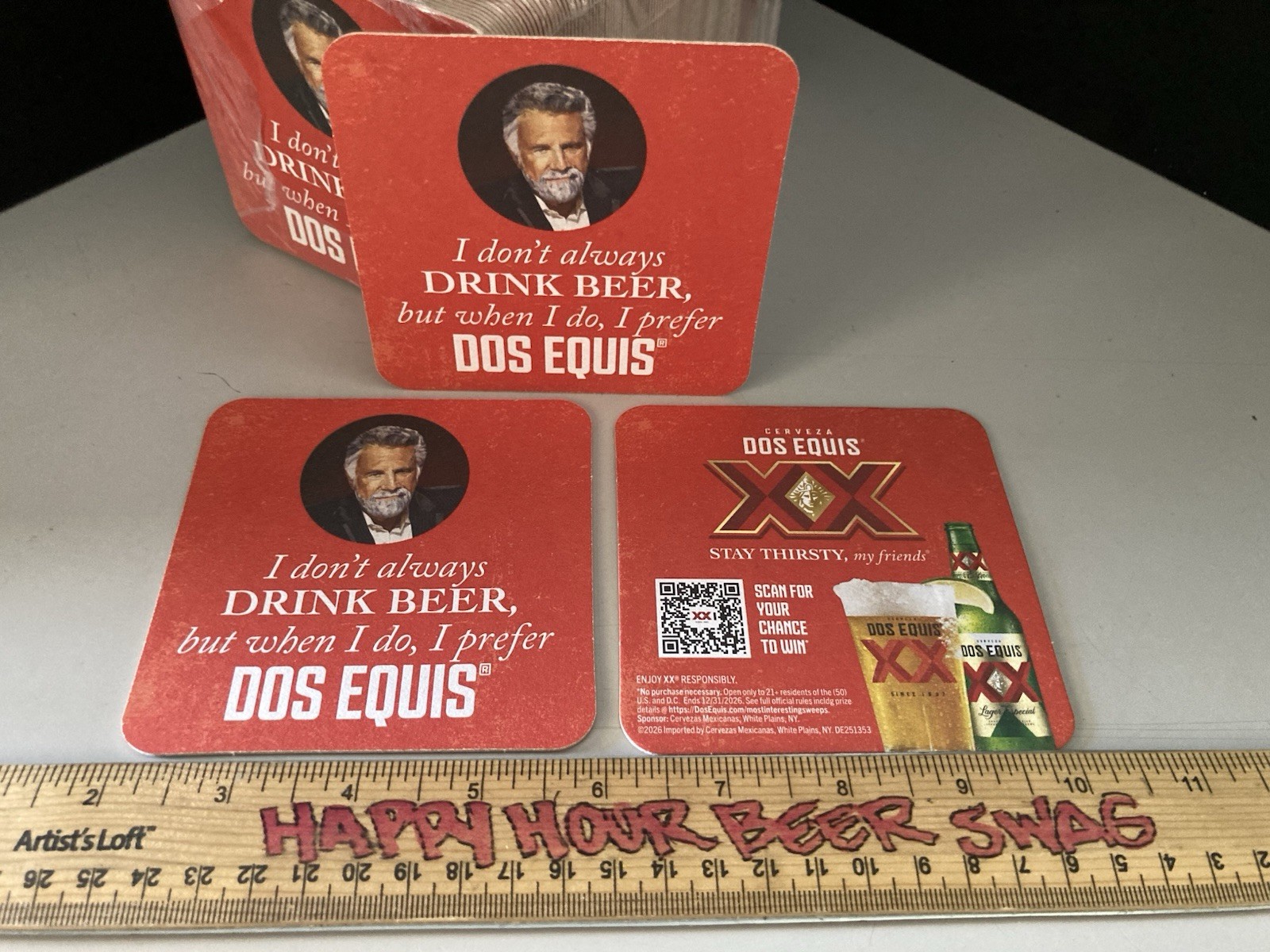 🔥(20) Beer Coasters Dos Equis XX Most Interesting Man Bar Coaster lot