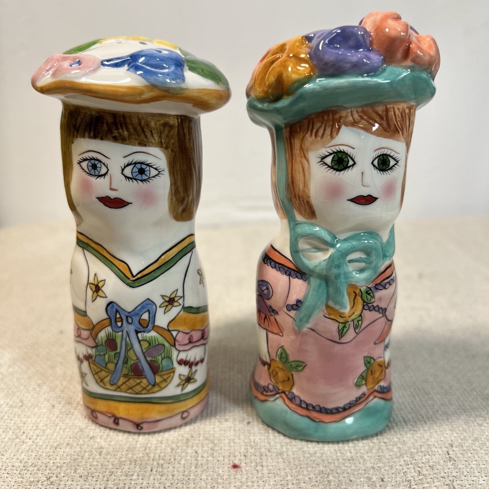 Susan Paley Bella Casa by Ganz Salt & Pepper Shakers Ladies Elaine & Stacy
